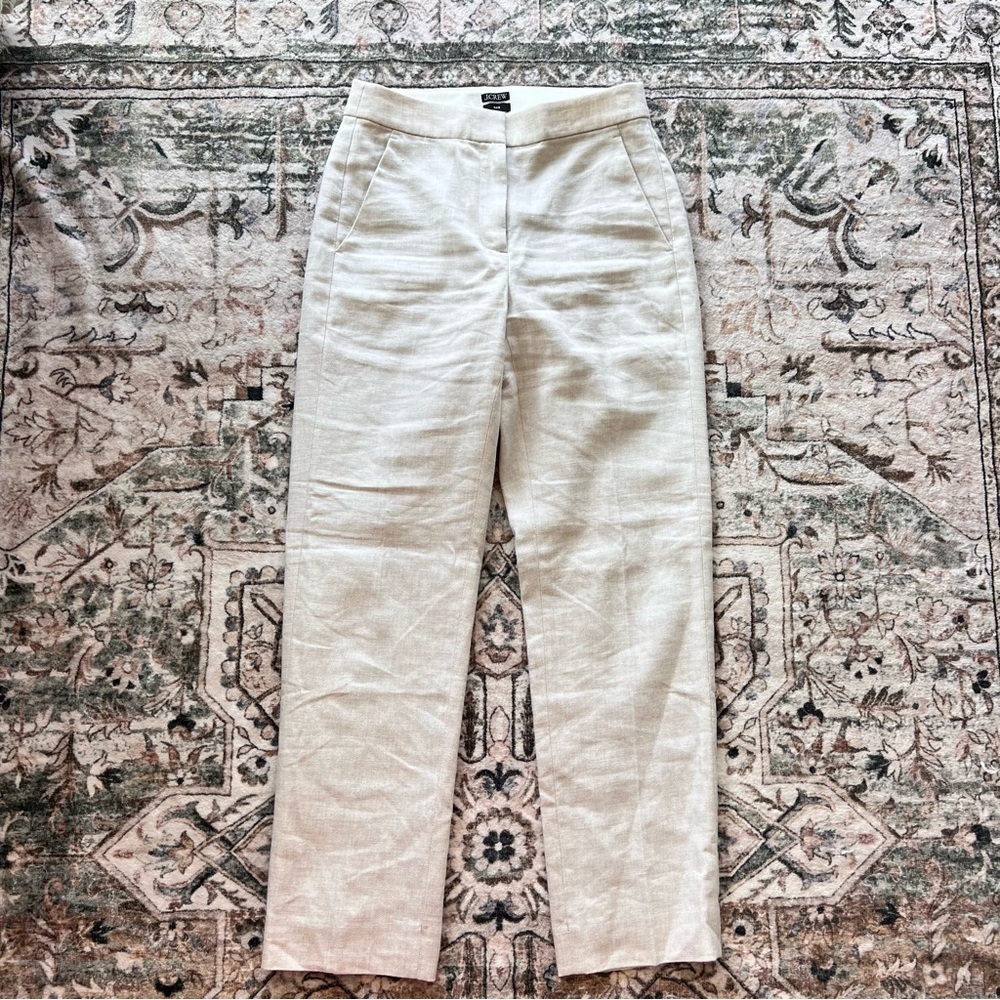 J.Crew Kate Straight Leg Linen Four-Season Stretch Pant- Size 0/2